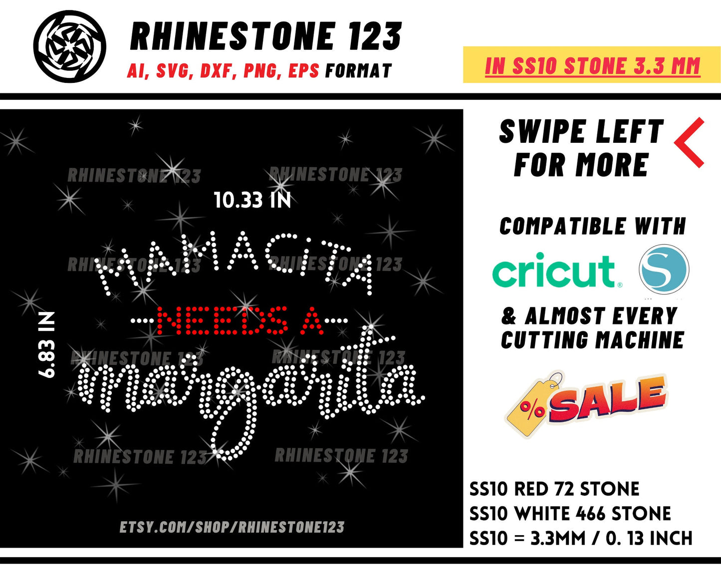 Mamacita needs Margarita Instant Download template for rhinestone Cricut silhouette cameo rhinestone template file for SS10 rhinestone svg