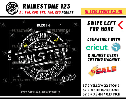 Girls Trip Rhinestone Template Cutting File for SS10 Rhinestone SVG template for cricut silhouette cameo PNG AI cdr dxf eps