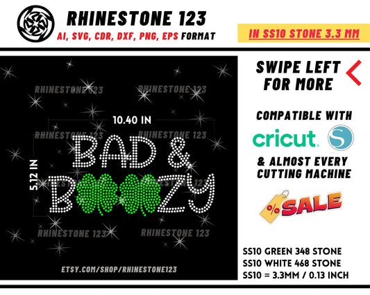 Bad and Boozy Rhinestone Template Cutting File for SS10 Rhinestone SVG template for cricut silhouette cameo PNG AI cdr dxf eps