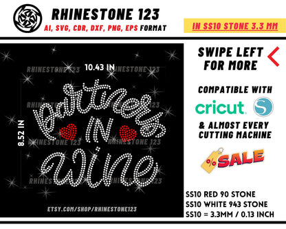 Partners in Wine Rhinestone Template Cutting File for SS10 Rhinestone SVG template for cricut silhouette cameo PNG AI cdr dxf eps