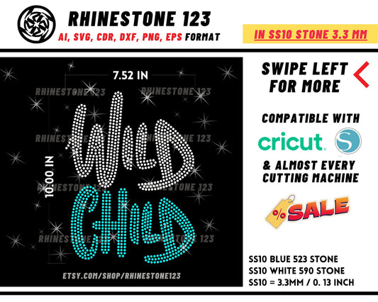 Wild Child Rhinestone Template for Cricut rhinestone template material rhinestone SS10 Instant Download File svg eps png dxf ai cdr