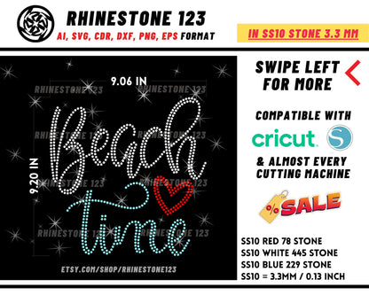 Beach Time Rhinestone Template for Cricut rhinestone template material rhinestone SS10 Instant Download File svg eps png dxf ai cdr