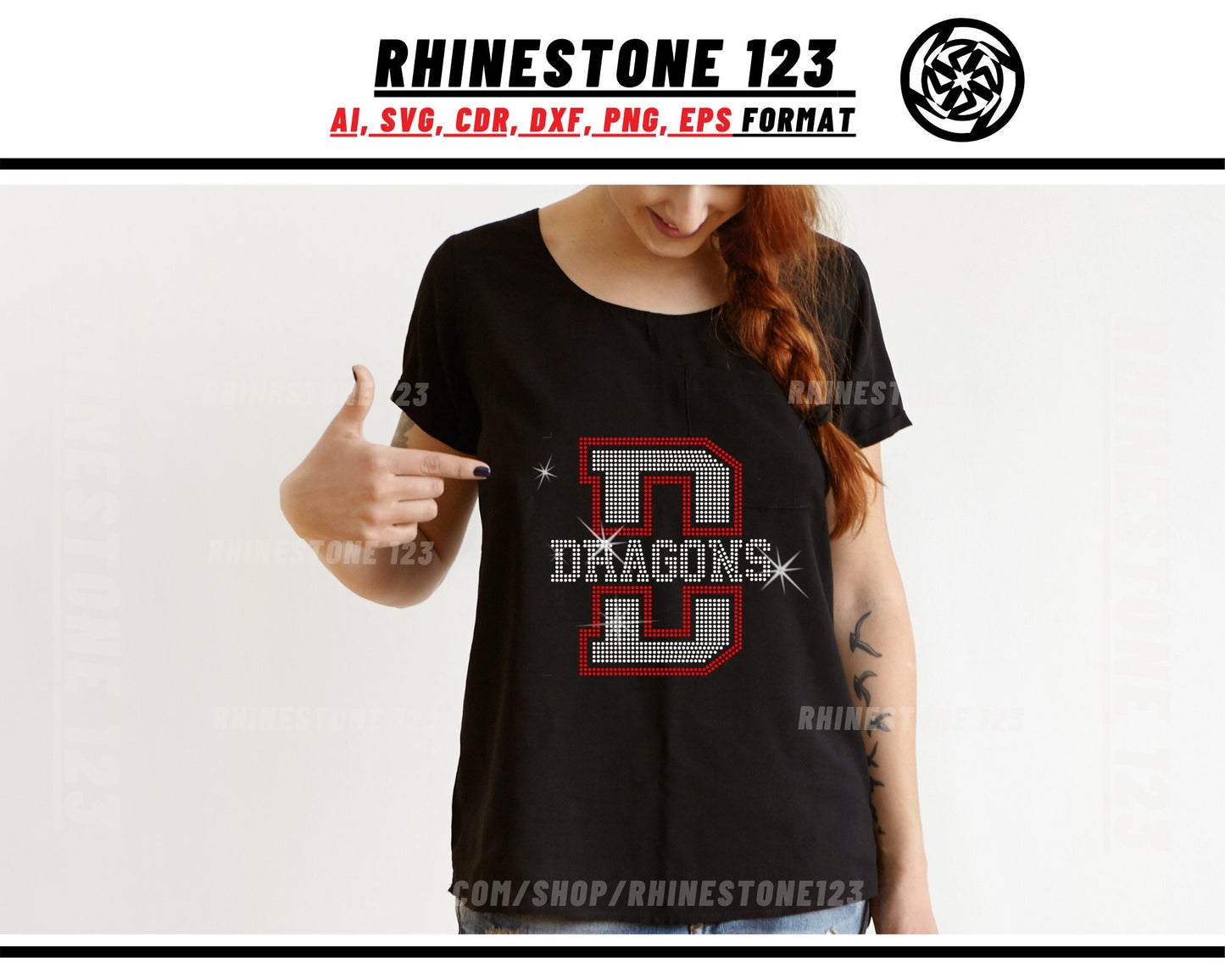 Sports Team Dragons Rhinestone Template for Cricut rhinestone template material rhinestone SS10 Instant Download File svg eps png dxf ai cdr