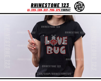 Love Bug Rhinestone Template Cutting File for SS10 Rhinestone SVG template for cricut silhouette cameo PNG AI cdr dxf eps