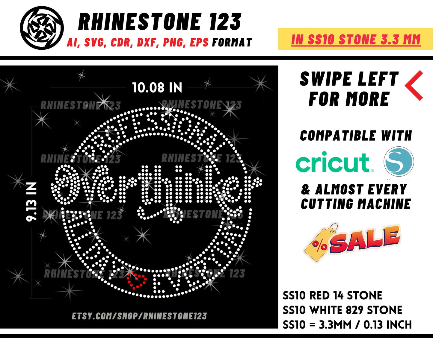 Professional Overthinker Rhinestone Template Cutting File for SS10 Rhinestone SVG template for cricut silhouette cameo PNG AI cdr dxf eps