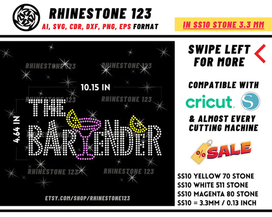 The Bartender Rhinestone Template Cutting File for SS10 Rhinestone SVG template for cricut silhouette cameo PNG AI cdr dxf eps