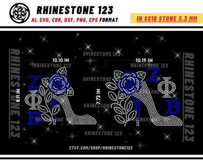 Zeta Sorority Shoes Rhinestone Template for Cricut rhinestone template material rhinestone SS10 Instant Download File svg eps png dxf ai cdr