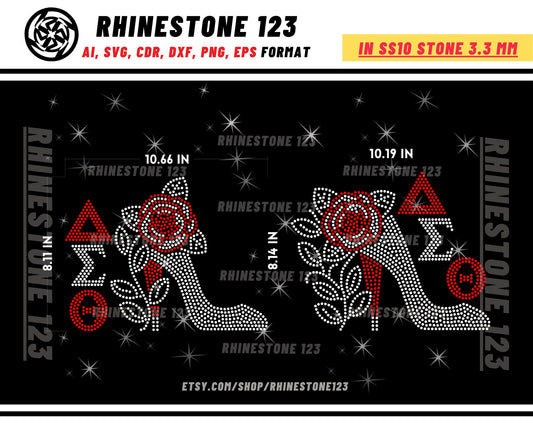 Simga Delta Theta Shoe Rhinestone Template for Cricut rhinestone template material rhinestone SS10 Instant Download File svg png ai Sorority