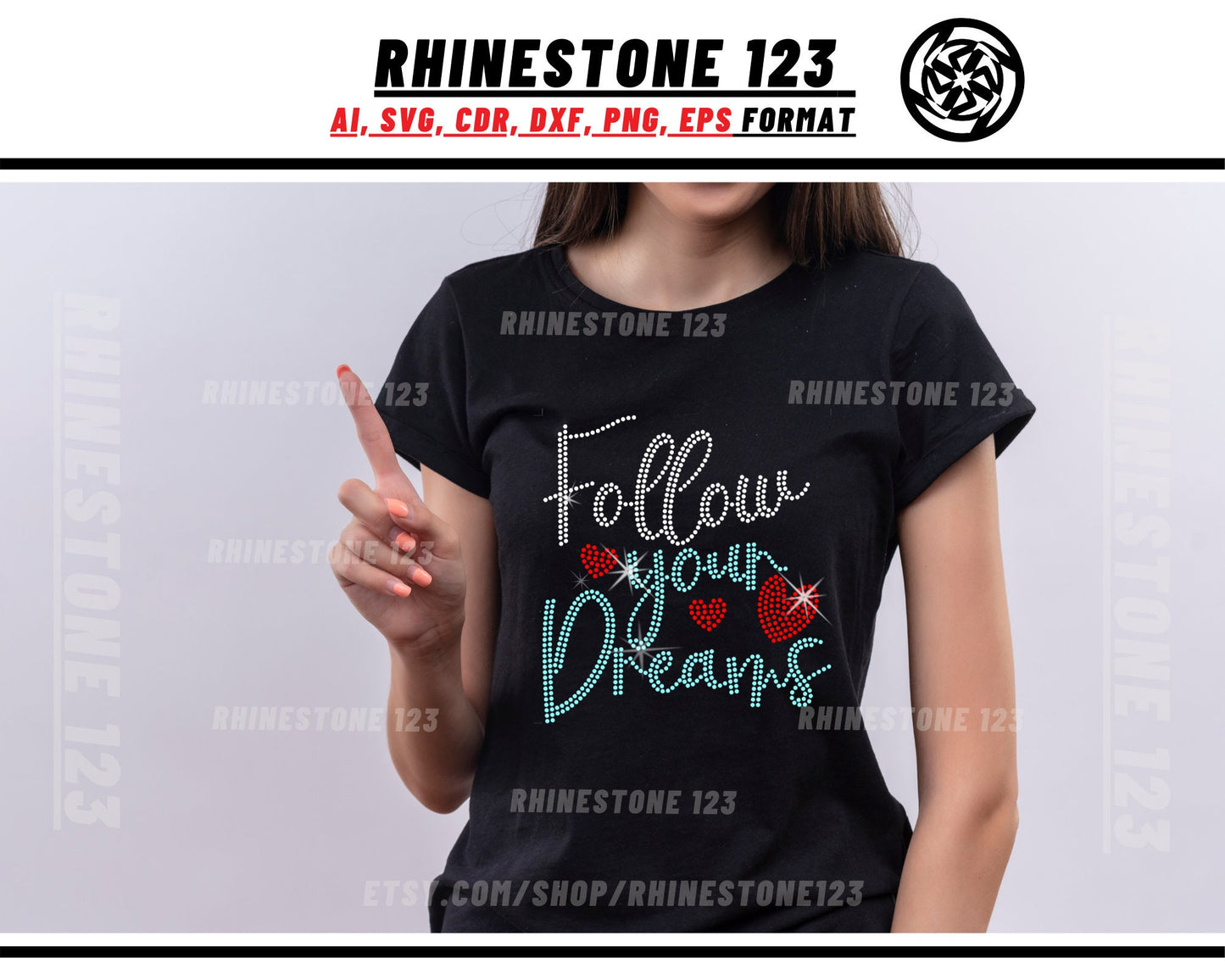 Follow Your Dreams Rhinestone Template for Cricut rhinestone template material rhinestone SS10 Instant Download File svg eps png dxf ai cdr