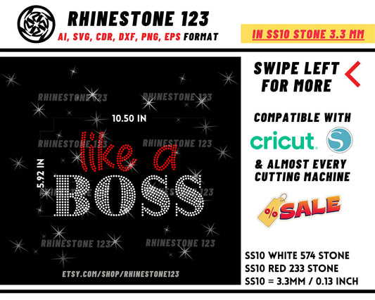 Like a Boss Rhinestone Template for Cricut rhinestone template material rhinestone SS10 Instant Download File svg eps png dxf ai cdr