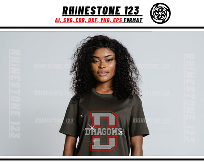 Sports Team Dragons Rhinestone Template for Cricut rhinestone template material rhinestone SS10 Instant Download File svg eps png dxf ai cdr