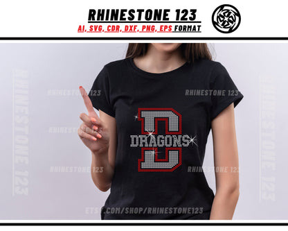 Sports Team Dragons Rhinestone Template for Cricut rhinestone template material rhinestone SS10 Instant Download File svg eps png dxf ai cdr