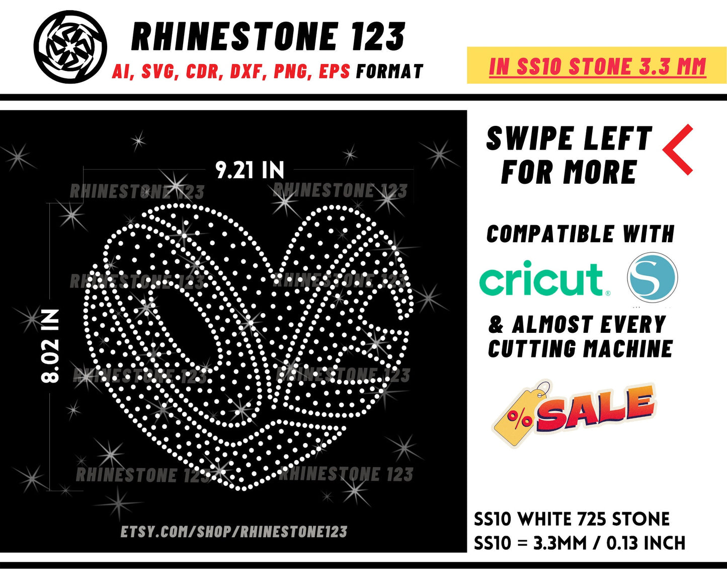 Love in Heart Shape Rhinestone Template for Cricut rhinestone template material rhinestone SS10 Instant Download File svg eps png dxf ai cdr