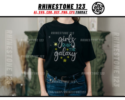 Girls Rule The Galaxy Rhinestone Template for Cricut rhinestone template material rhinestone SS10 Instant Download File svg eps png dxf cdr