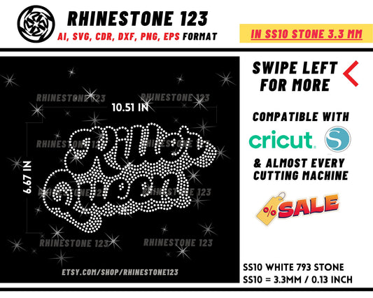 Killer Queen Rhinestone Template Cutting File for SS10 Rhinestone SVG template for cricut silhouette cameo PNG AI cdr dxf eps