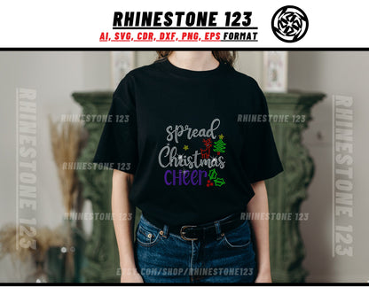 Spread Christmas Cheer Rhinestone Template Cutting File for SS10 Rhinestone SVG template for cricut silhouette cameo PNG AI cdr dxf eps