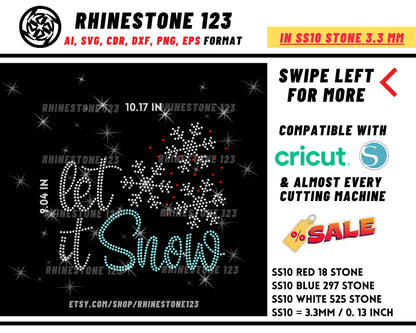 Let It Snow Rhinestone Template for Cricut rhinestone template material rhinestone SS10 Instant Download File svg eps png dxf ai cdr