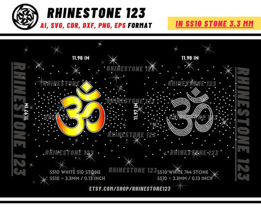 With Vinyl Om Yoga Hinduism Scattered fill Rhinestone Template, cricut, silhouette, Rhinestone SVG, Rhinestone File for SS10, PNG, AI, dxf