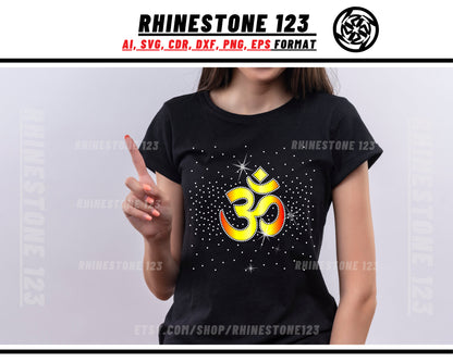 With Vinyl Om Yoga Hinduism Scattered fill Rhinestone Template, cricut, silhouette, Rhinestone SVG, Rhinestone File for SS10, PNG, AI, dxf