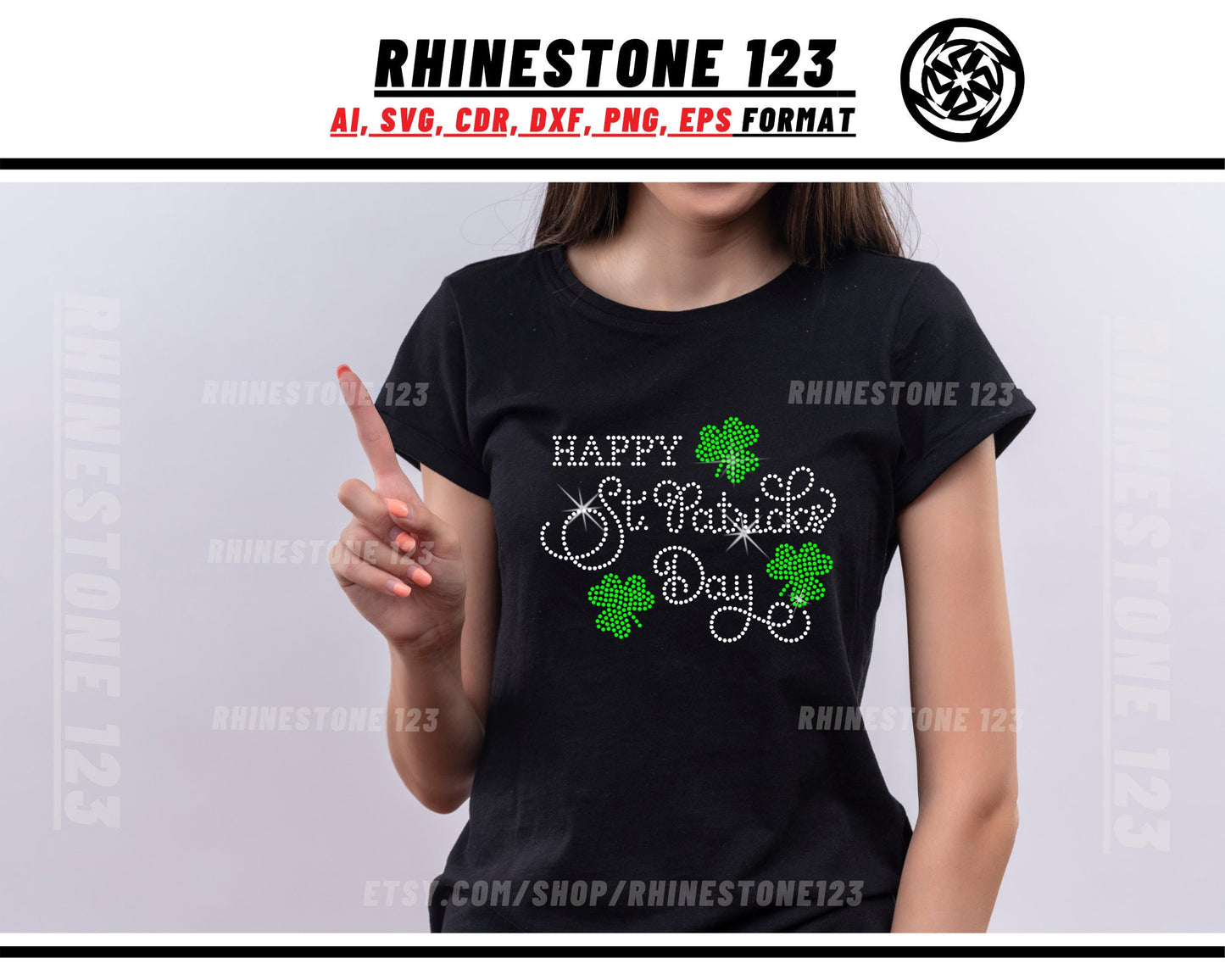 Happy St Patricks Day Lucky Rhinestone Template, Rhinestone SVG, cricut, silhouette, Rhinestone File for SS10, PNG, AI, cdr, dxf, eps