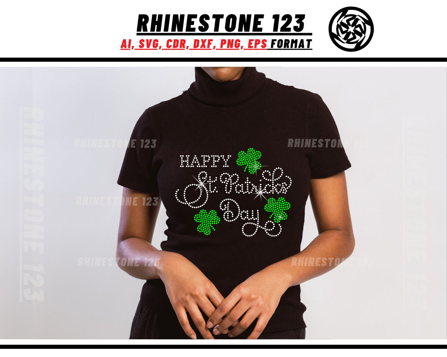 Happy St Patricks Day Lucky Rhinestone Template, Rhinestone SVG, cricut, silhouette, Rhinestone File for SS10, PNG, AI, cdr, dxf, eps