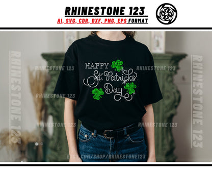 Happy St Patricks Day Lucky Rhinestone Template, Rhinestone SVG, cricut, silhouette, Rhinestone File for SS10, PNG, AI, cdr, dxf, eps