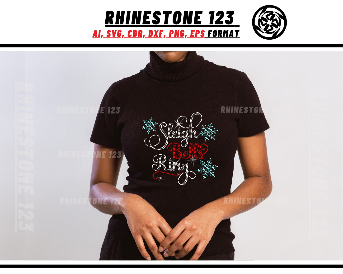 Sleigh Bells Christmas Ring Rhinestone Template, Rhinestone File for SS10, Rhinestone SVG, cricut, silhouette, PNG, AI, cdr, dxf, eps