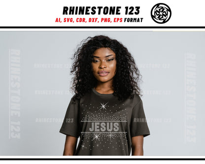 Scattered Fill Jesus Rhinestone Template, cricut, silhouette, Rhinestone SVG, Rhinestone File for SS10, PNG, AI, cdr, dxf, eps