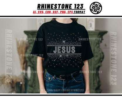 Scattered Fill Jesus Rhinestone Template, cricut, silhouette, Rhinestone SVG, Rhinestone File for SS10, PNG, AI, cdr, dxf, eps