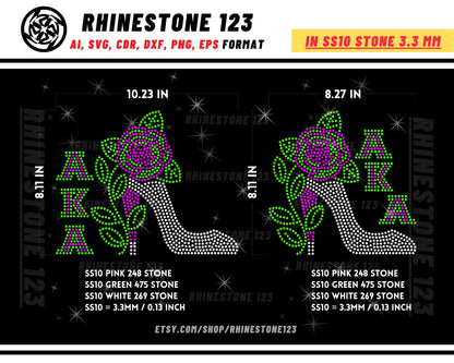 AKA Alpha Kappa Alpha Shoes Rhinestone Template for Cricut rhinestone SS10 Instant Download File svg eps png dxf ai cdr Sorority