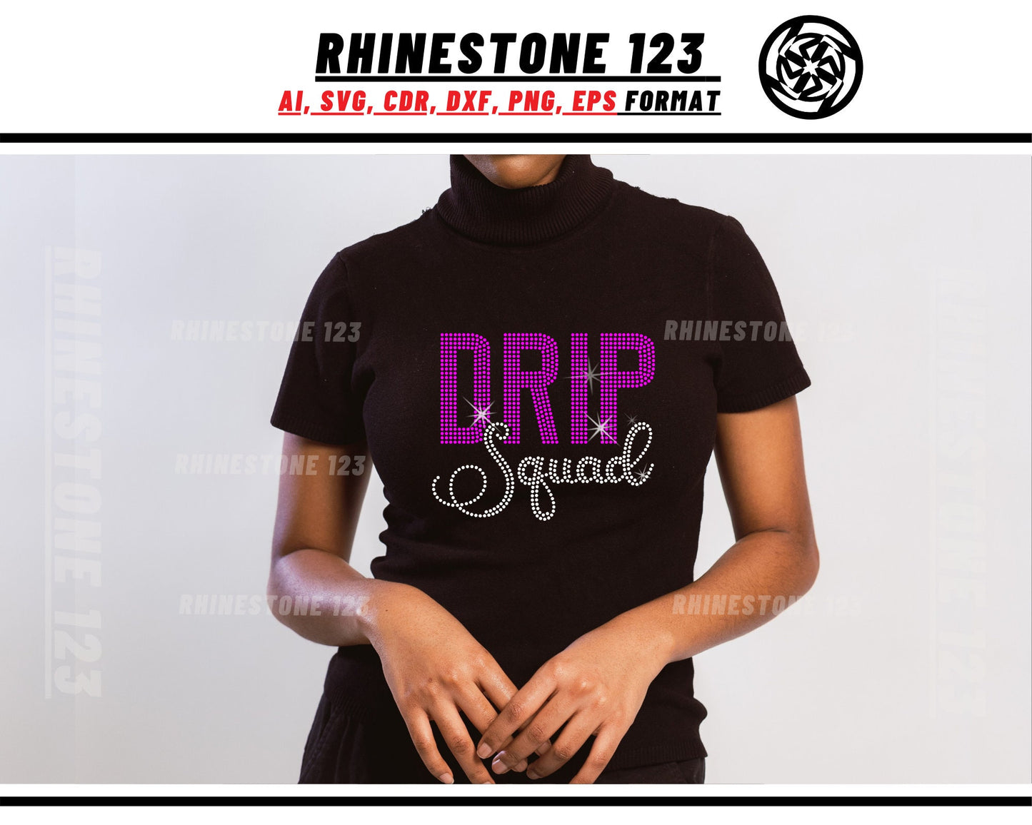 Drip Squad Rhinestone Template, Rhinestone SVG, cricut, silhouette, Rhinestone File for SS10, PNG, AI, cdr, dxf, eps