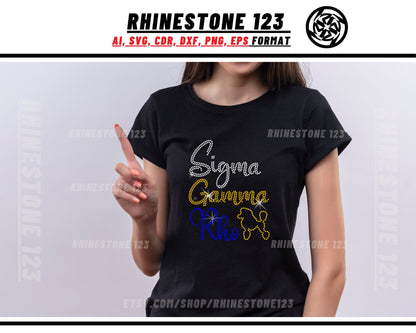 Sigma Gamma Rho Poodle Rhinestone Template, Rhinestone SVG, cricut, silhouette, Rhinestone File for SS10, PNG, AI, cdr, dxf, eps, Sorority