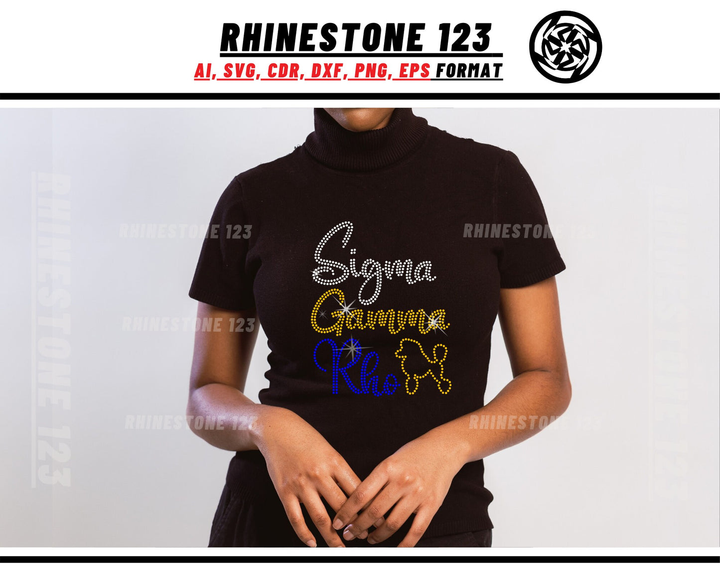 Sigma Gamma Rho Poodle Rhinestone Template, Rhinestone SVG, cricut, silhouette, Rhinestone File for SS10, PNG, AI, cdr, dxf, eps, Sorority