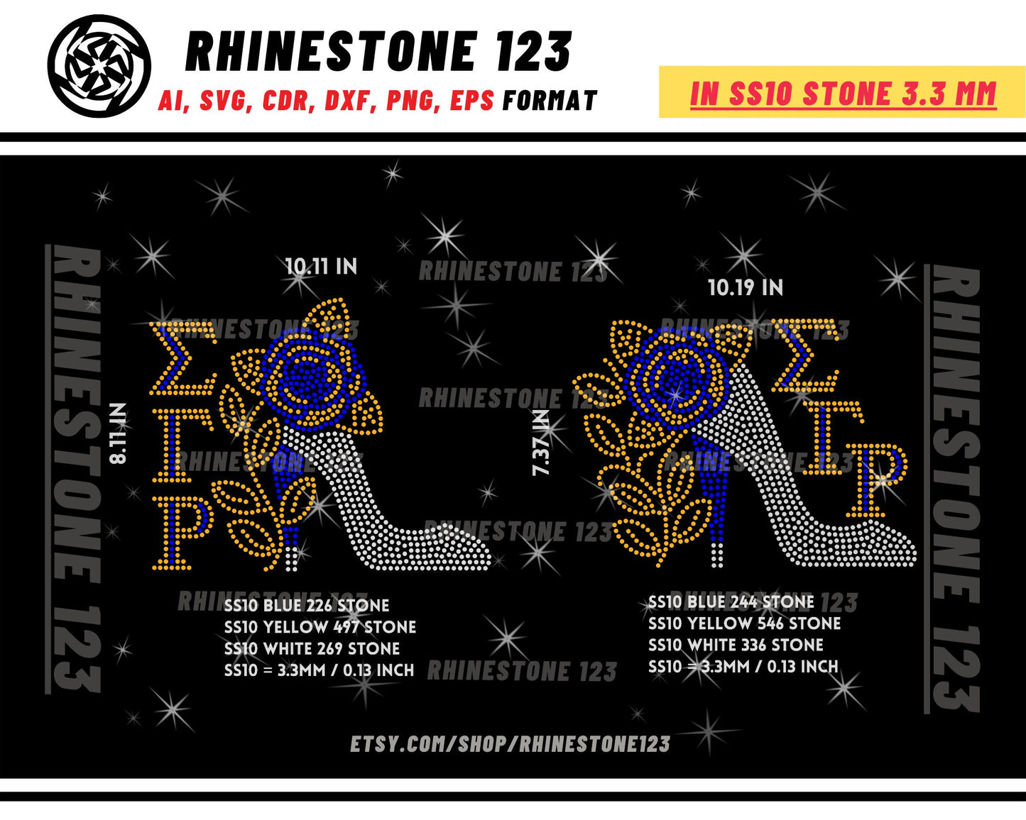 Sigma Gamma Rho Shoe Rhinestone Template, Rhinestone SVG, cricut, silhouette, Rhinestone File for SS10, PNG, AI, cdr, dxf, eps, Sorority