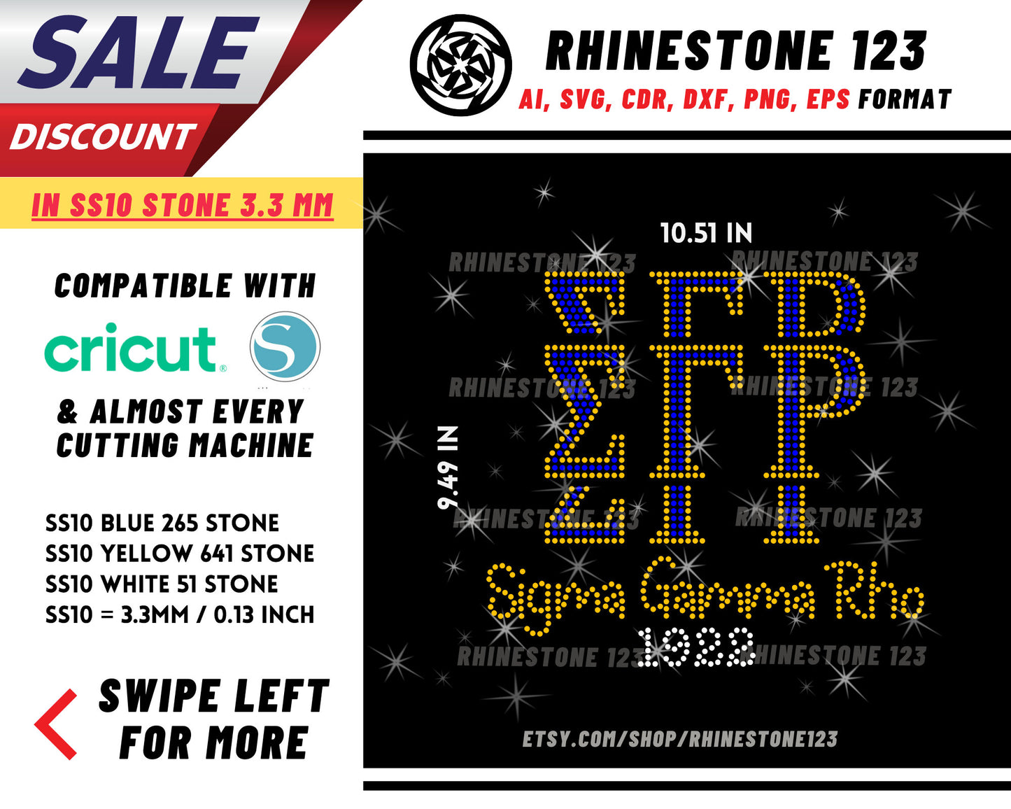 Sigma Gamma Rho Tiled Rhinestone Template, cricut, silhouette, Rhinestone SVG, Rhinestone File for SS10, PNG, AI, cdr, dxf, eps, Sorority