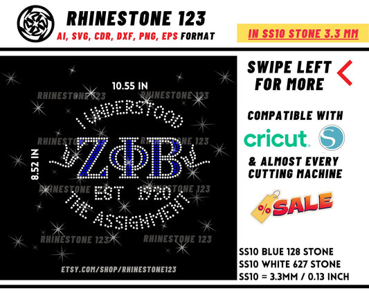 I Understood The Assignment Zeta Phi Beta Rhinestone Template Cutting File SS10 Rhinestone SVG template for cricut silhouette PNG Sorority