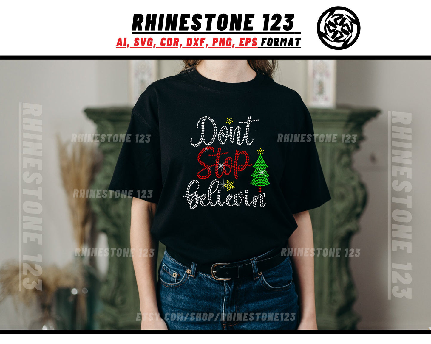 Dont Stop Believing Believe Rhinestone Template for Cricut rhinestone template material rhinestone SS10 Instant Download File svg eps png