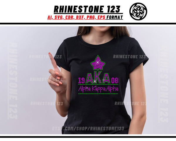 Aka Ivy Leaf Alpha Kappa Alpha Rhinestone Template, Rhinestone SVG, cr ...
