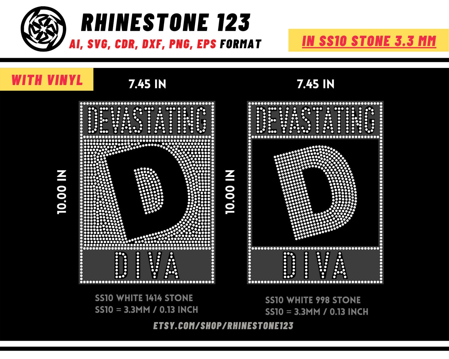 Devastating Diva Rhinestone Template with Htv, cricut, silhouette, Rhinestone SVG, Rhinestone File for SS10, PNG, AI, cdr, dxf, eps