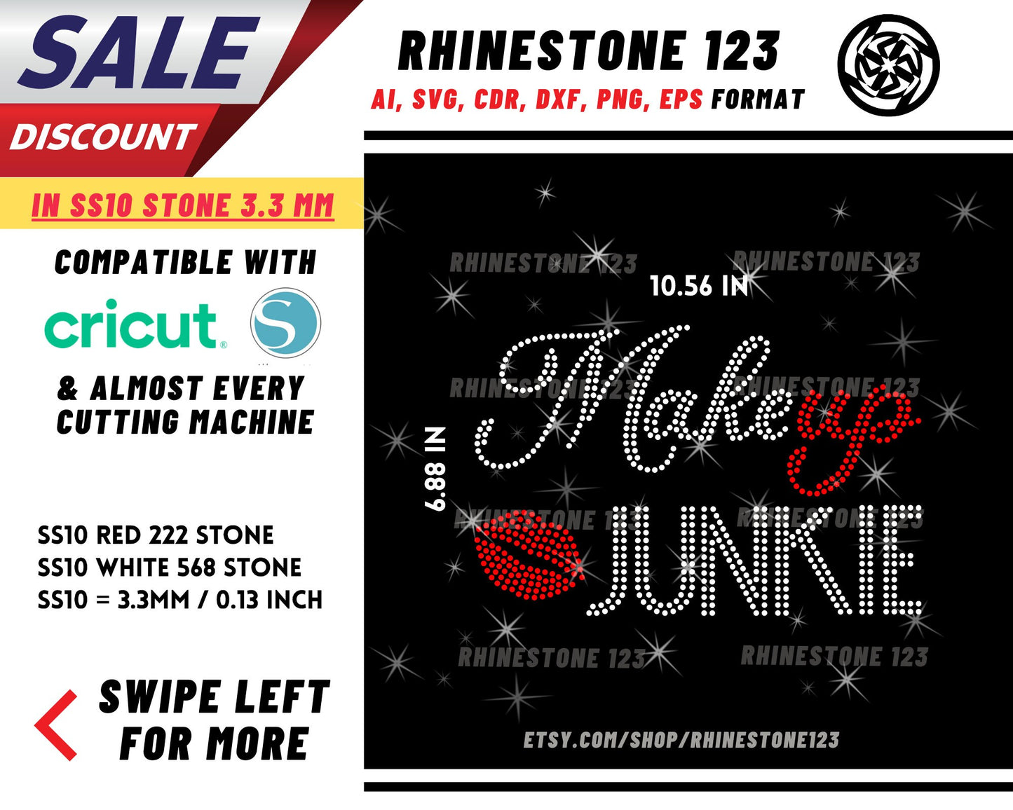 Make Up Junkie Rhinestone Template, Rhinestone SVG, cricut, silhouette, Rhinestone File for SS10, PNG, AI, cdr, dxf, eps