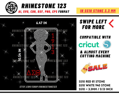 1913 Aeo Diva Rhinestone Template, Rhinestone File for SS10, Rhinestone SVG, cricut, silhouette, PNG, AI, cdr, dxf, eps