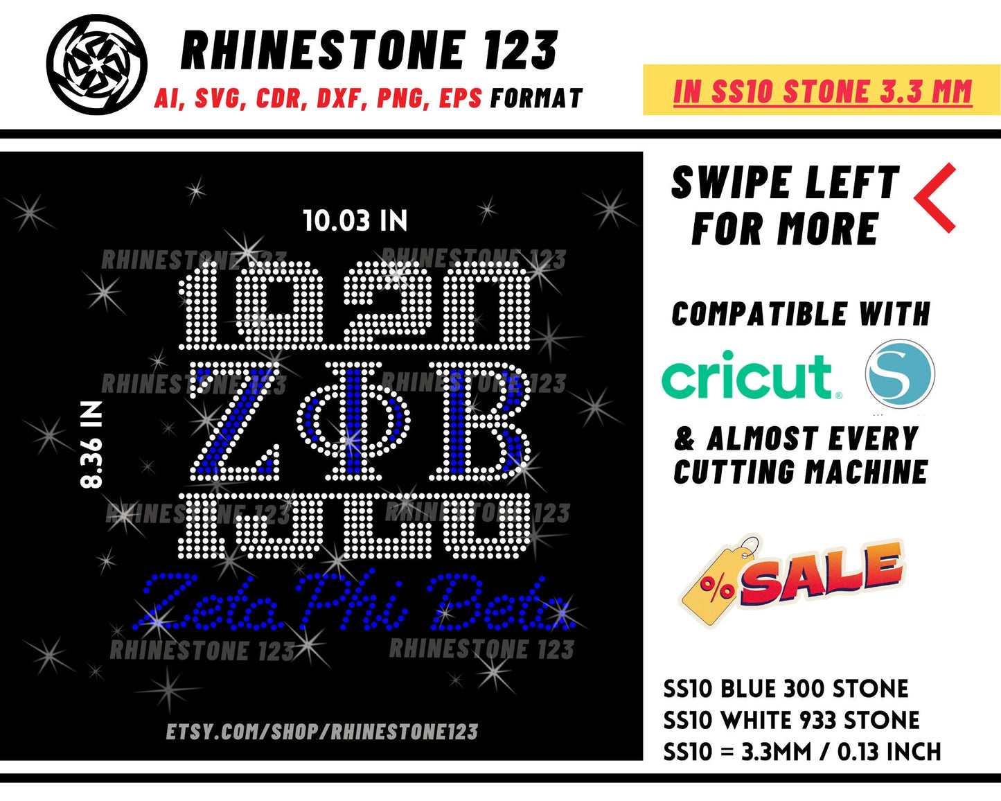 1920 Cutting Zeta Phi Beta Rhinestone Template, Rhinestone File for SS10, Rhinestone SVG, cricut, silhouette, PNG, AI, cdr, dxf, eps