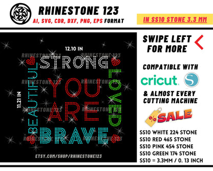 You Are Strong Rhinestone Template, Rhinestone File for SS10, Rhinestone SVG, cricut, silhouette, PNG, AI, cdr, dxf, eps