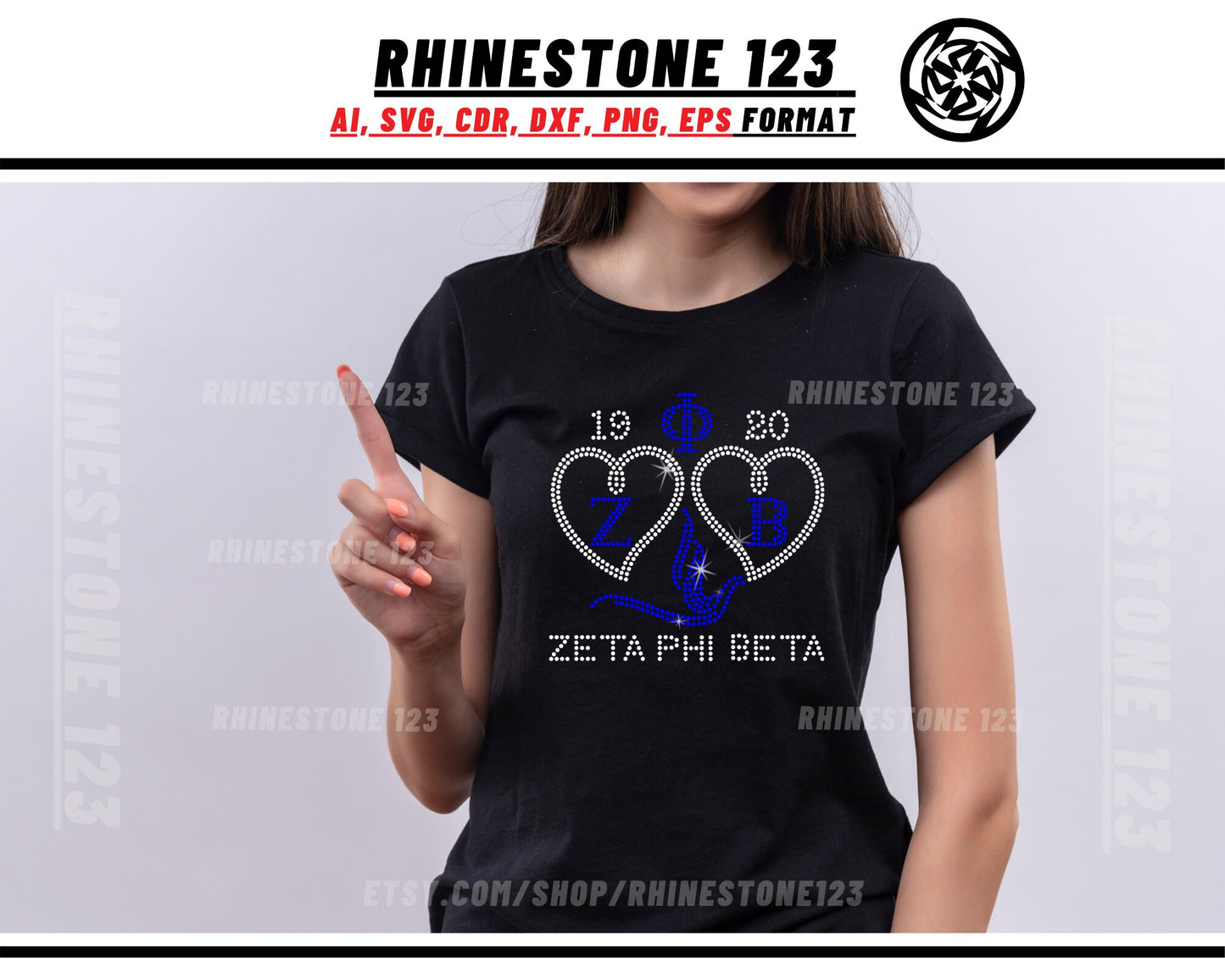 Zeta Phi Beta 1920 Dove Zob Rhinestone Template, cricut, Rhinestone SVG, Rhinestone File for SS10, silhouette, PNG, cdr, dxf, eps, Sorority