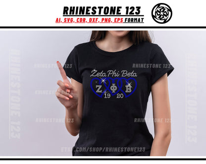 Zeta Phi Beta Zob 1920 Rhinestone Template, cricut, Rhinestone SVG, Rhinestone File for SS10, silhouette, PNG, AI, cdr, dxf, eps, Sorority