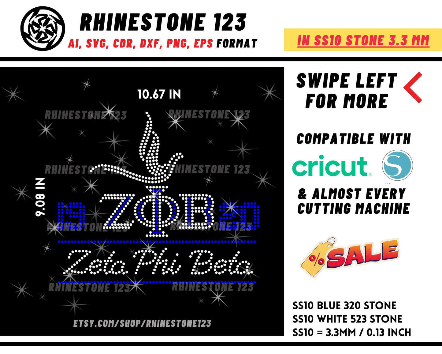 Zeta Phi Beta 1920 Dove zob Rhinestone Template, Rhinestone File for SS10, Rhinestone SVG, cricut, silhouette, PNG, cdr, dxf, eps, Sorority