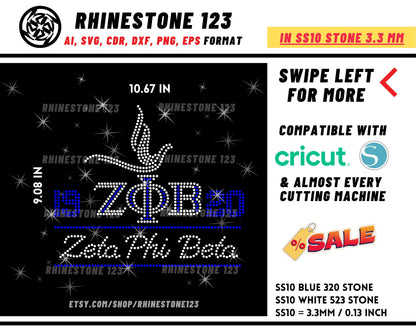 Zeta Phi Beta 1920 Dove zob Rhinestone Template, Rhinestone File for SS10, Rhinestone SVG, cricut, silhouette, PNG, cdr, dxf, eps, Sorority