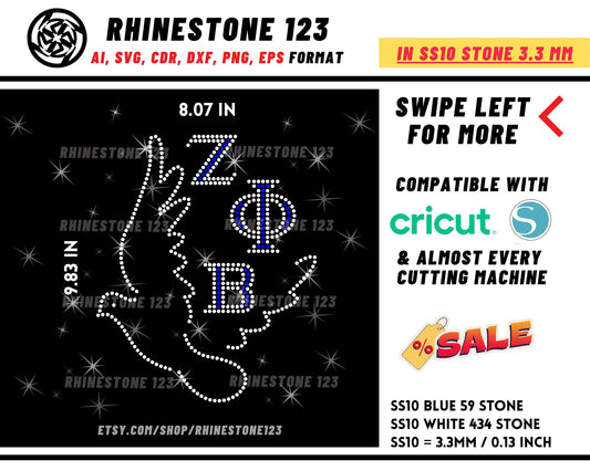 Dove and Zeta Phi Beta Rhinestone Template, Rhinestone SVG, cricut, silhouette, Rhinestone File for SS10, PNG, AI, cdr, dxf, eps, Sorority