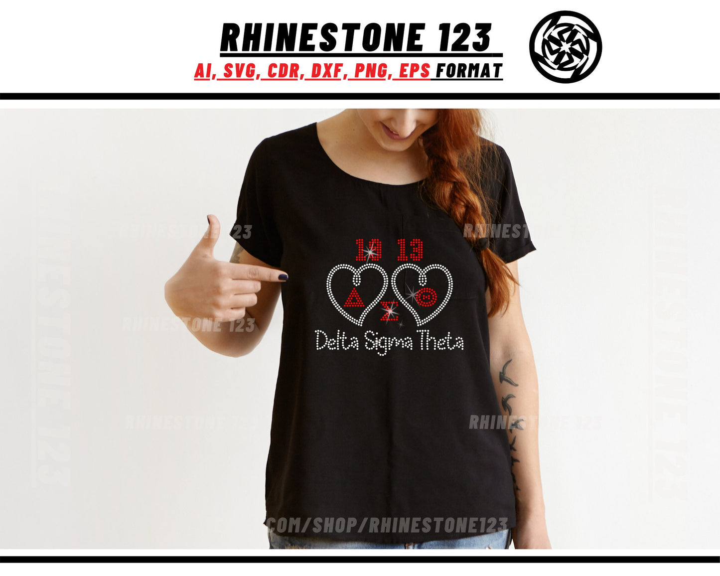 2 Heart Delta Sigma Theta 1913 Aeo Rhinestone Template, Rhinestone SVG, cricut, silhouette, Rhinestone File for SS10, PNG, dxf eps, Sorority