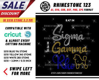 Sigma Gamma Rho Poodle Rhinestone Template, Rhinestone SVG, cricut, silhouette, Rhinestone File for SS10, PNG, AI, cdr, dxf, eps, Sorority